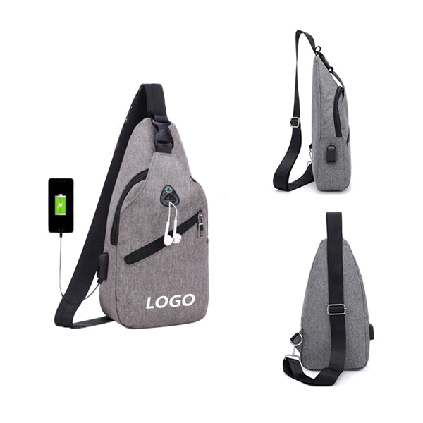 Sling USB Charging One Shoulder Crossbody Bag