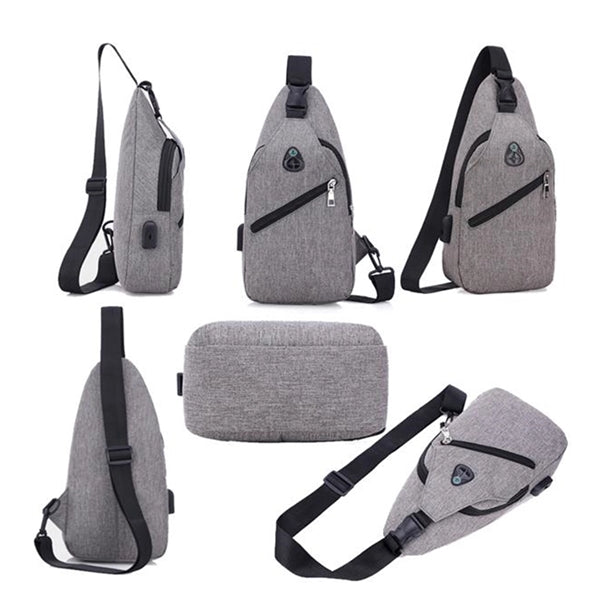 Sling USB Charging One Shoulder Crossbody Bag