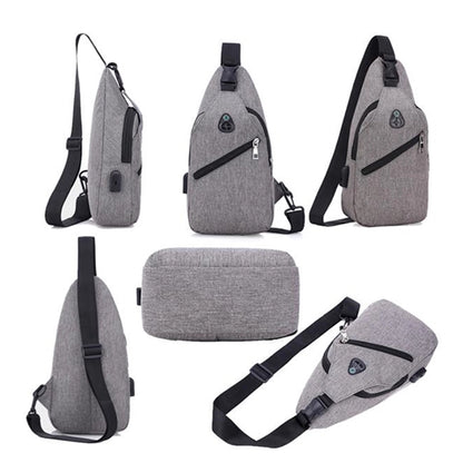 Sling USB Charging One Shoulder Crossbody Bag