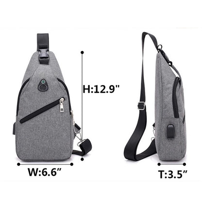 Sling USB Charging One Shoulder Crossbody Bag
