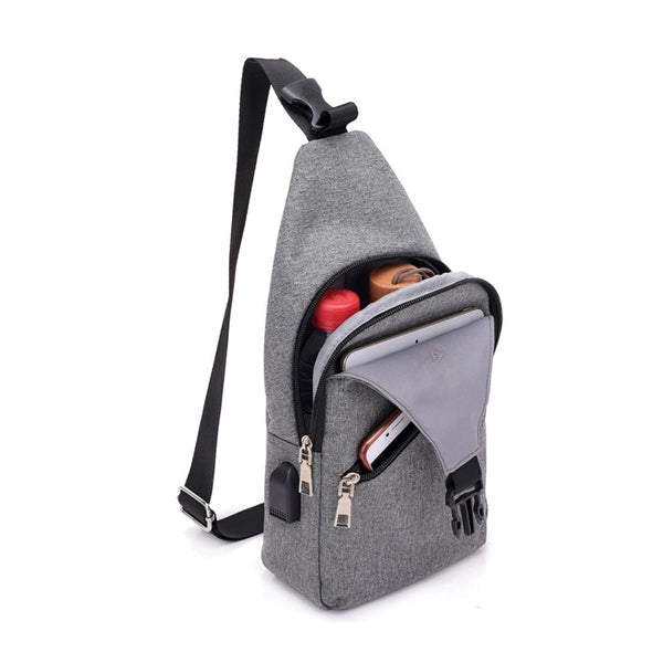Sling USB Charging One Shoulder Crossbody Bag