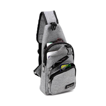 Polyester Male USB Charging One-shoulder Chest Bag