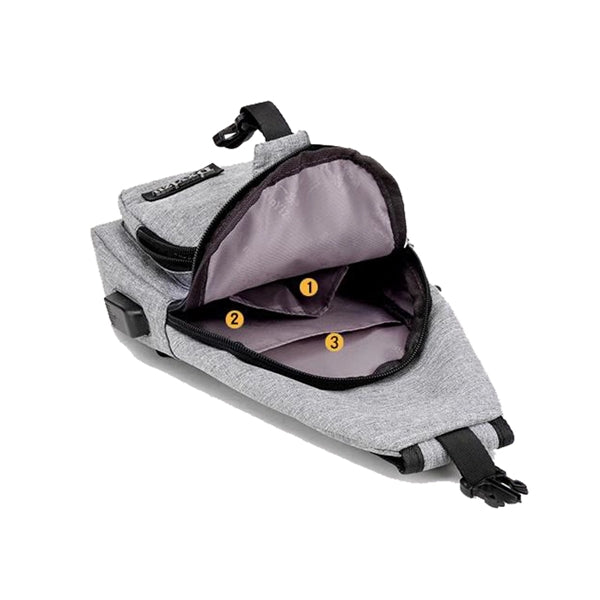 Polyester Male USB Charging One-shoulder Chest Bag