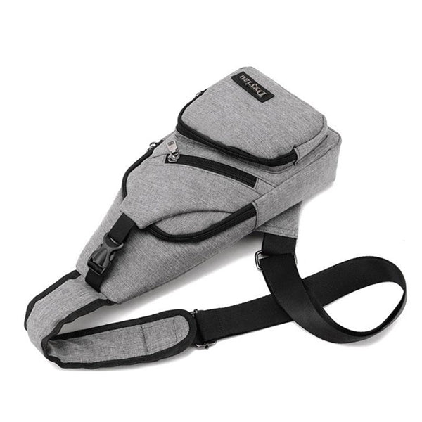 Polyester Male USB Charging One-shoulder Chest Bag