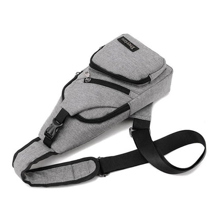 Polyester Male USB Charging One-shoulder Chest Bag