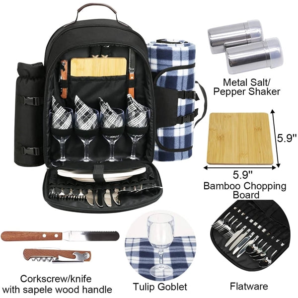 4-Person Picnic Basket Set With Blanket