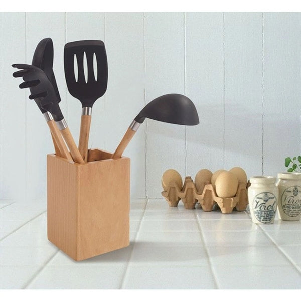 5-Piece Bamboo & Silicone Utensil Set