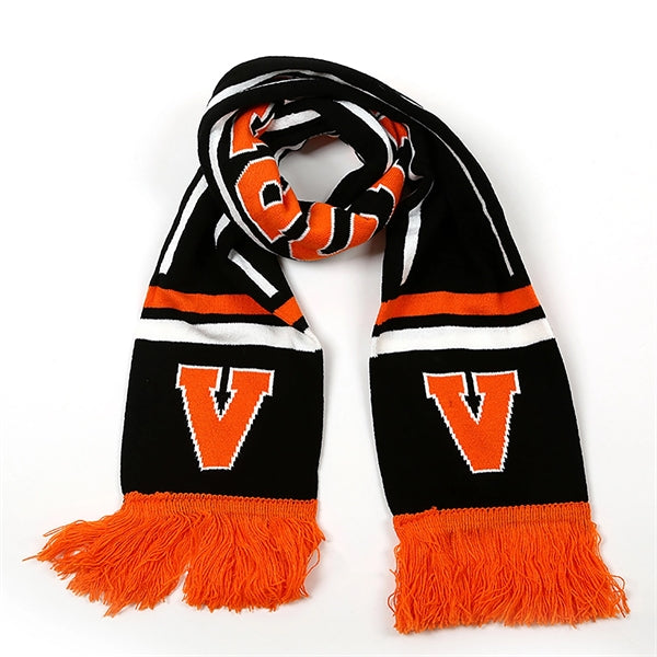 Winter Stretch Acrylic Jacquard Knit Scarf w/ Fringe
