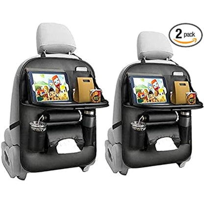 Car Rear Seat Storage Box With Foldable Dining Table Tray
