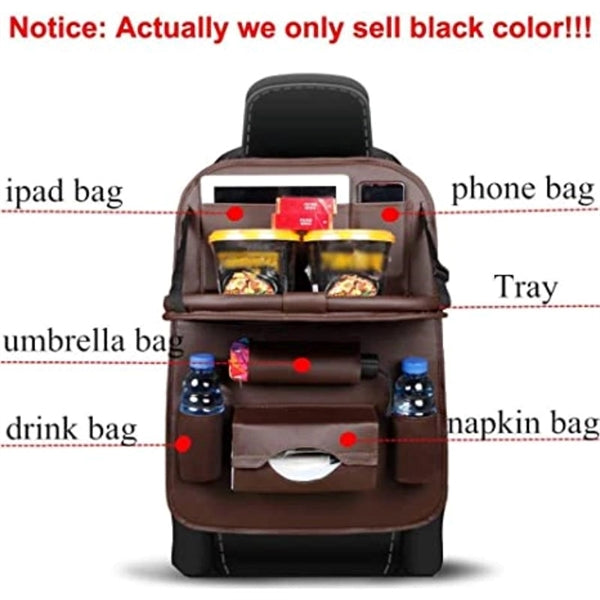 Car Rear Seat Storage Box With Foldable Dining Table Tray