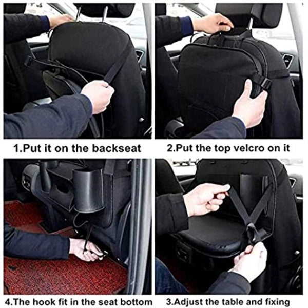 Car Rear Seat Storage Box With Foldable Dining Table Tray