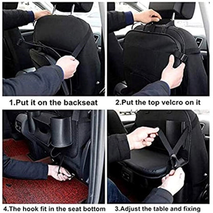 Car Rear Seat Storage Box With Foldable Dining Table Tray
