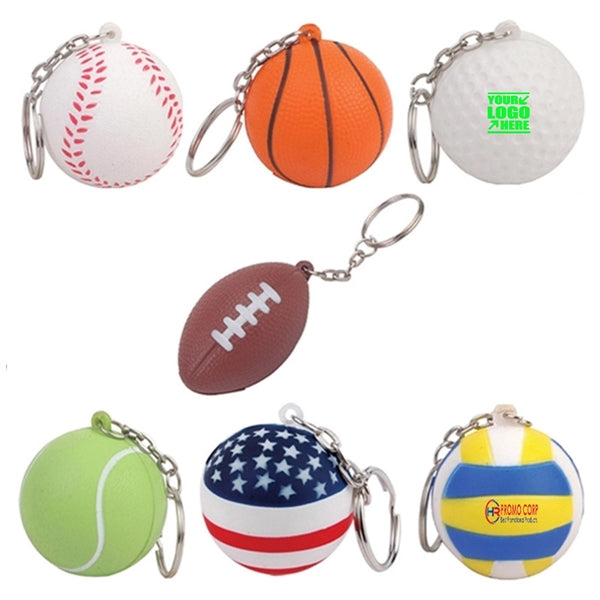 Golf Ball Stress Reliever Keychain