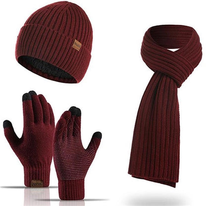 Winter Beanie Hat Scarf Touchscreen Gloves Set