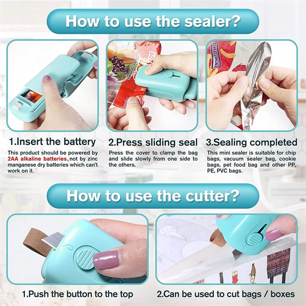 2 In 1 Mini Bag Sealer Cutter