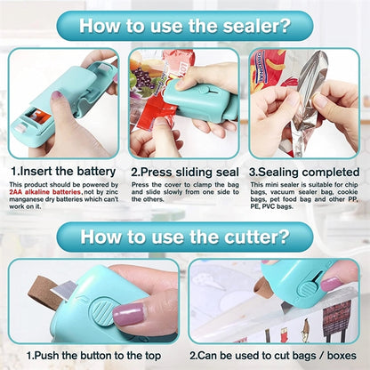 2 In 1 Mini Bag Sealer Cutter
