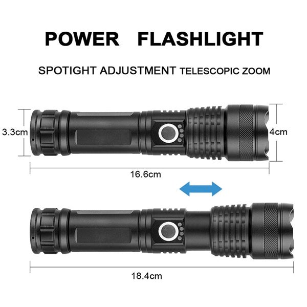 Xhp50 Retractable Flashlight Strong Light