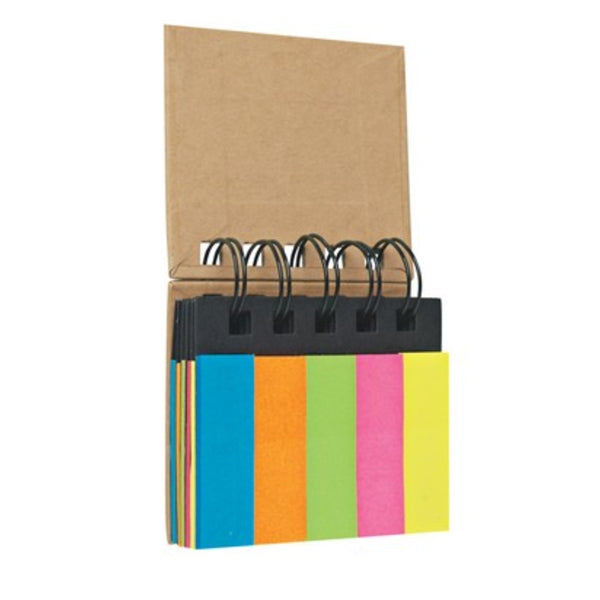 Spiral Book with Colorful Sticky Notes and Flags