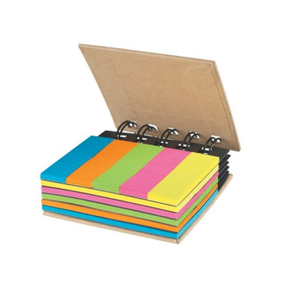 Spiral Book with Colorful Sticky Notes and Flags