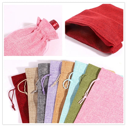 Jute Linen Burlap Wine Drawstring Bag
