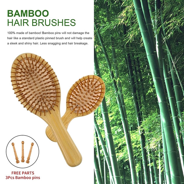 Natural Bamboo Comb Hairbrush Set