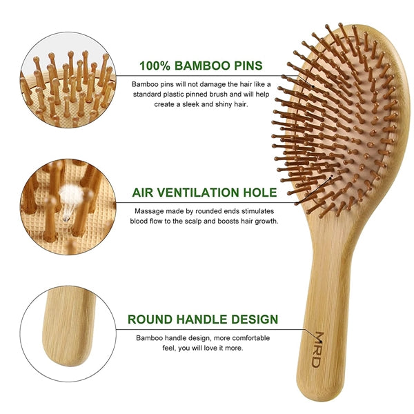 Natural Bamboo Comb Hairbrush Set