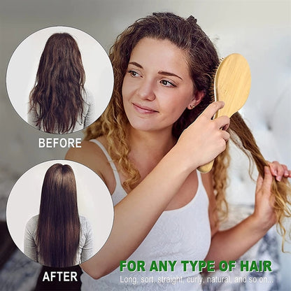 Natural Bamboo Comb Hairbrush Set