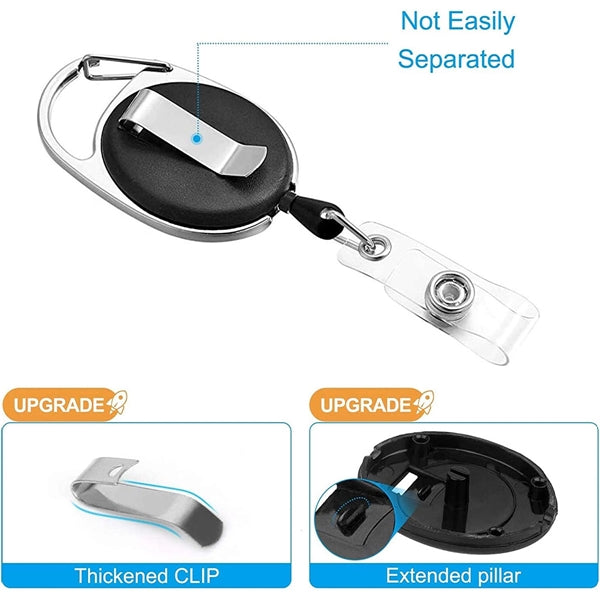 Carabiner Reel Clip Id Card Retractable Badge Holder