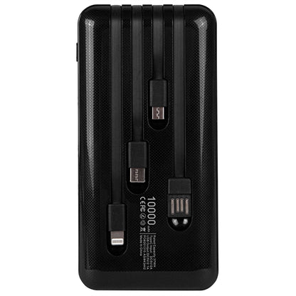 10,000mAh Power Bank with Built-In Charge Cables