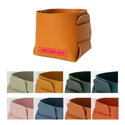 Desktop Foldable Leather Storage Basket
