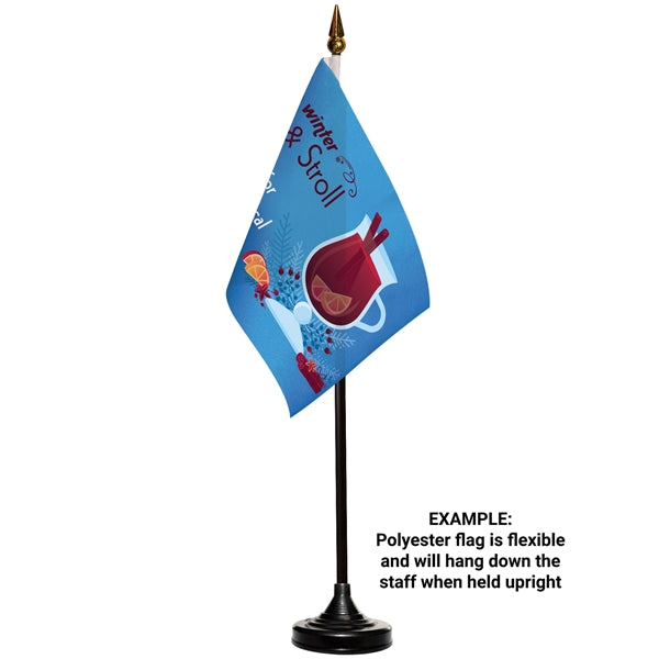 4" x 6" Single Reverse Stick Flag with Black Plastic Base