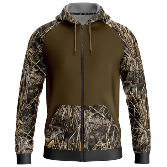310 GSM interlock fleece men's Raglan full zip Hoodie