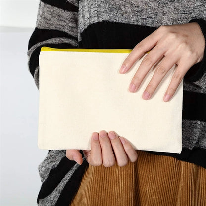 Cotton Canvas Zipper Bag(Medium size)