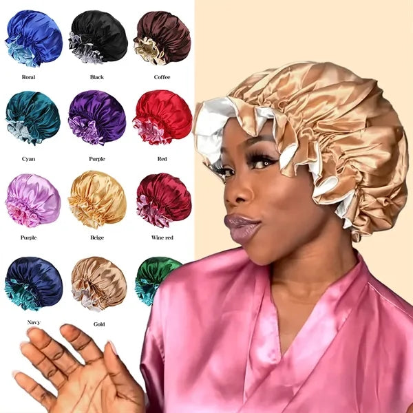 Double Layer Silky Shower Cap