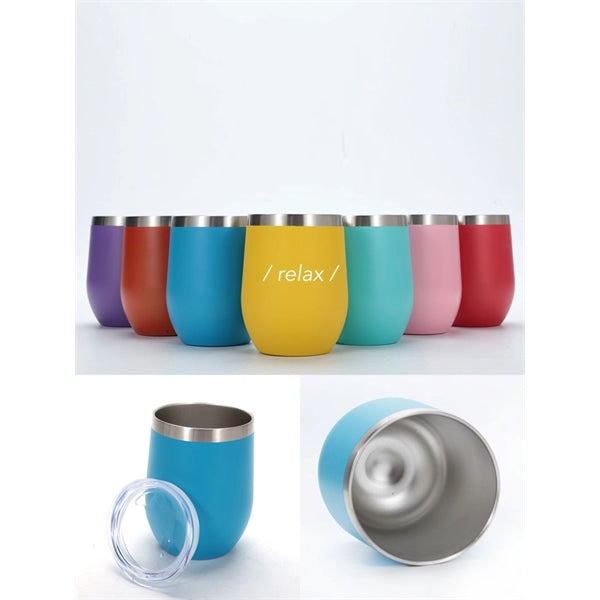 12 Oz. Powder Coated Insulated Wine Glass