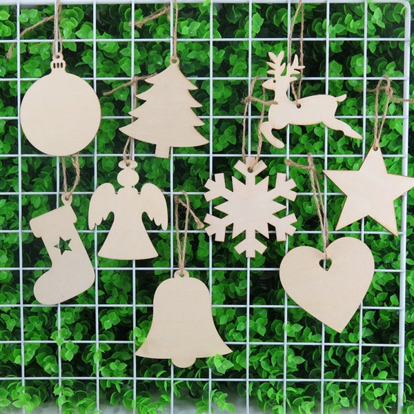 Christmas Wood Pendant 10 Pieces Set