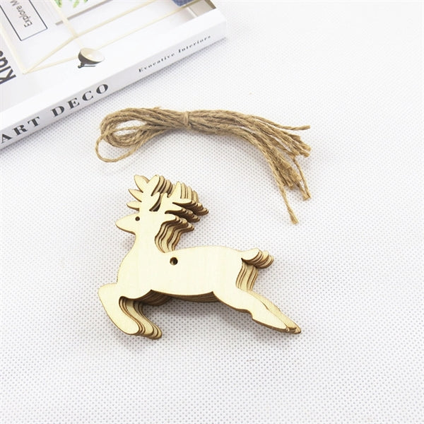 Christmas Wood Pendant 10 Pieces Set
