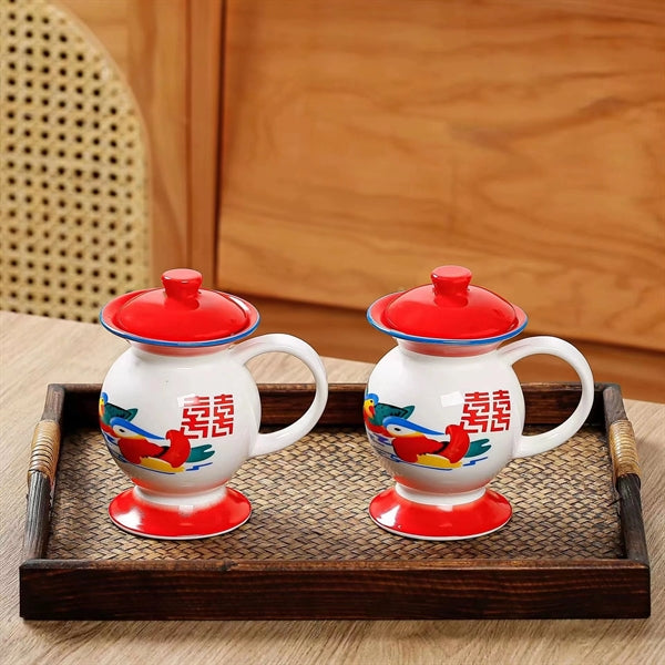 13 oz.Funny Vintage Chinese Ceramic Mugs