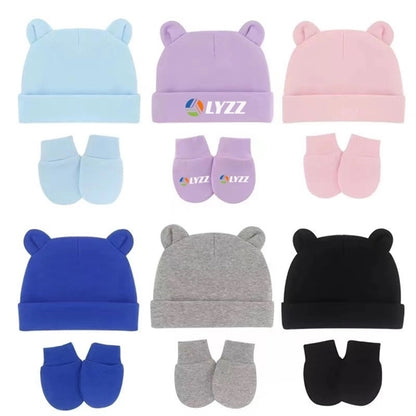 Baby Animal Shape Hat With Mittens Set