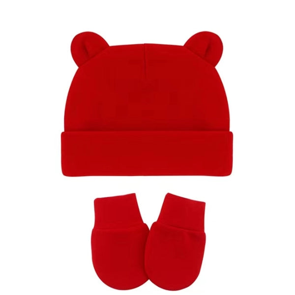 Baby Animal Shape Hat With Mittens Set
