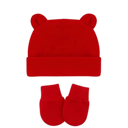 Baby Animal Shape Hat With Mittens Set