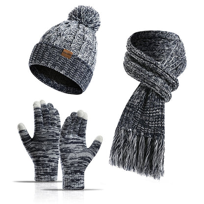 Winter Keep Warm Women Knitted Beanie Scarf Gloves Set