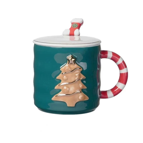 12 oz.Embossed Christmas Tree Ceramic Mug
