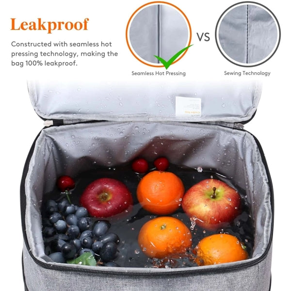 12-Can Double Zip IceChip Cooler Bag Both Side Mesh Pocket