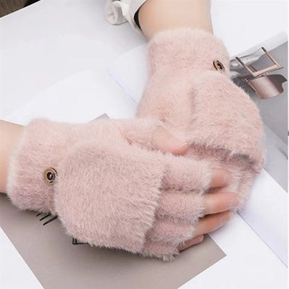 Female Fingerless Flip over Gloves