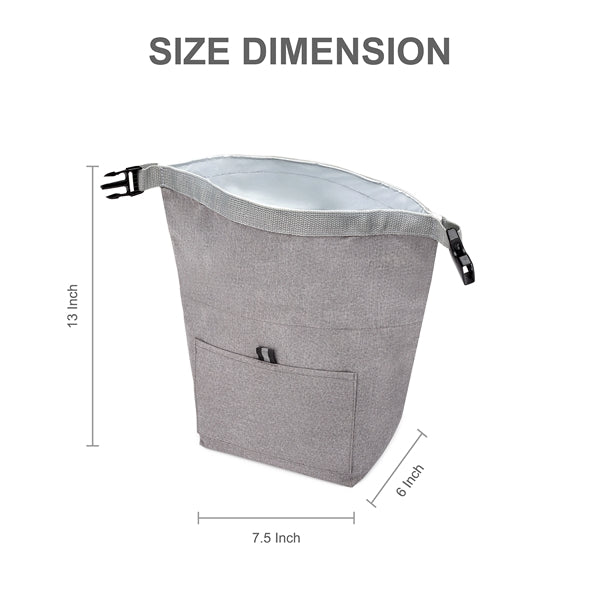 Insulated Lunch Cooler Bag w/ Exterior Pocket & Air Tight Se