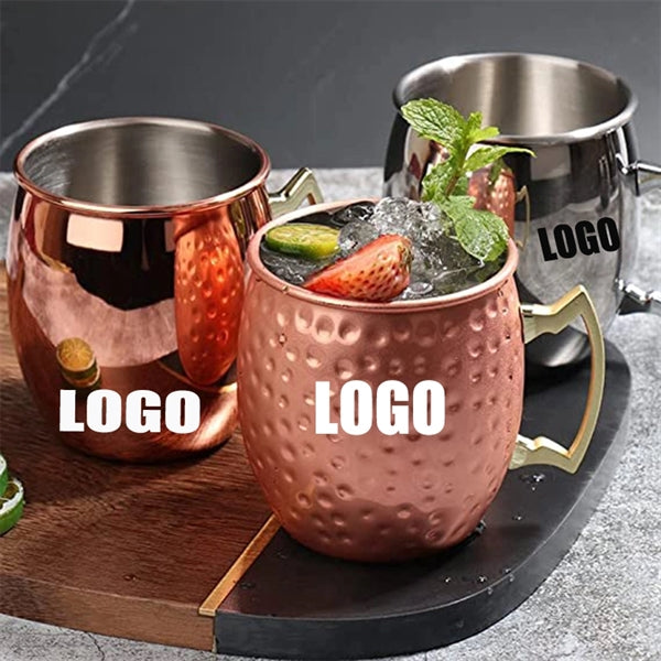 12OZ Hammered Copper Stainless Steel Moscow Mule