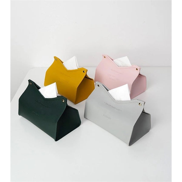 Triangle Tissue Leather Box Holder