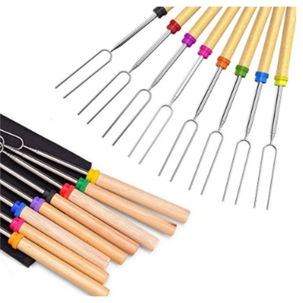 8-piece  Wooden Handle Fork BBQ Set