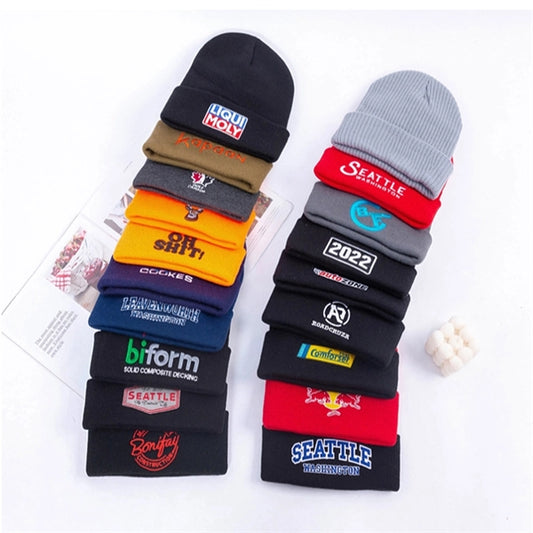 Cuffed Knitted Beanie With Embroidery Logo